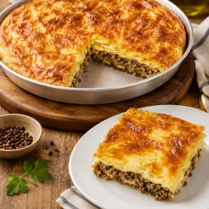 El Açması Kıymalı Tepsi Su Böreği